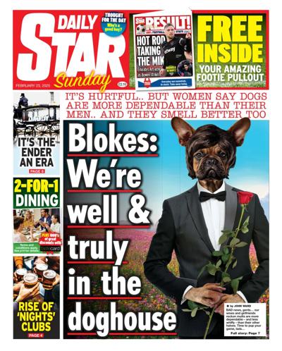 Daily Star Sunday (UK) Newspaper Front Page for 23 February 2025