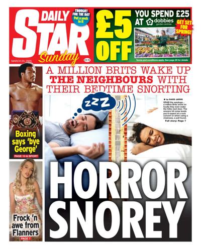 Daily Star Sunday Newspaper Front Page for 23 March 2025