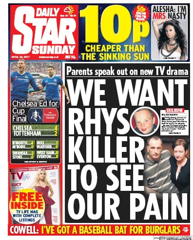 Daily Star Sunday Newspaper Front Page for 23 April 2017