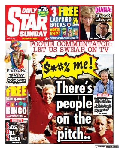 Daily Star Sunday (UK) Newspaper Front Page for 23 May 2021