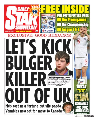 Daily Star Sunday Newspaper Front Page for 23 June 2019