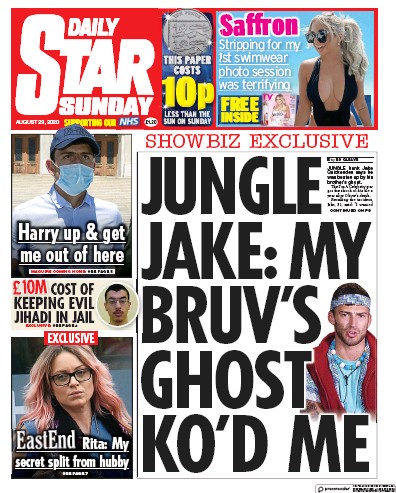 Daily Star Sunday Newspaper Front Page for 23 August 2020