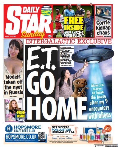 Daily Star Sunday Newspaper Front Page for 24 April 2022