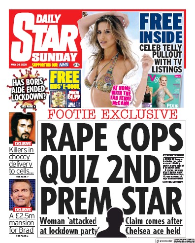Daily Star Sunday Newspaper Front Page for 24 May 2020