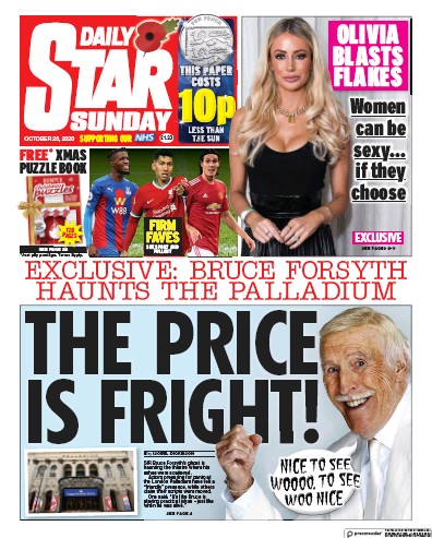 Daily Star Sunday Newspaper Front Page for 25 October 2020