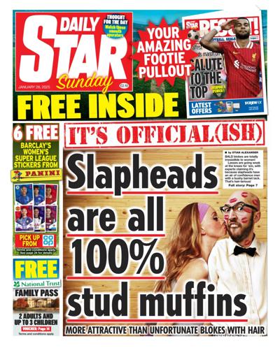 Daily Star Sunday (UK) Newspaper Front Page for 26 January 2025