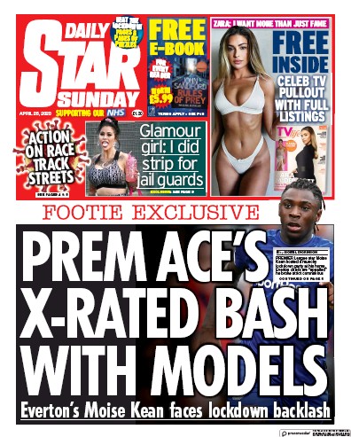Daily Star Sunday Newspaper Front Page for 26 April 2020