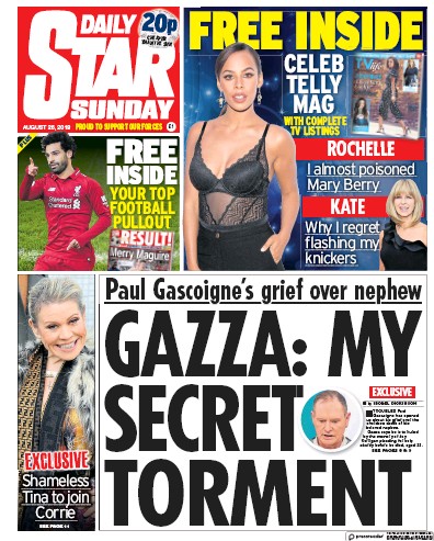 Daily Star Sunday Newspaper Front Page for 26 August 2018