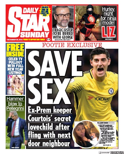 Daily Star Sunday Newspaper Front Page for 29 December 2019