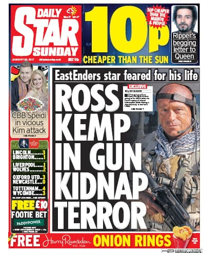 Daily Star Sunday Newspaper Front Page for 29 January 2017