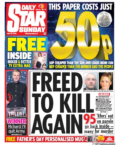 Daily Star Sunday Newspaper Front Page for 29 May 2016