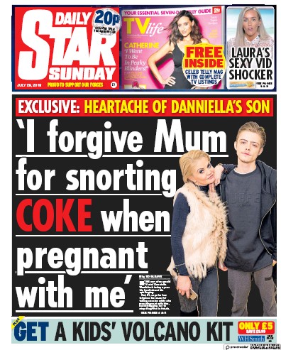 Daily Star Sunday Newspaper Front Page for 29 July 2018