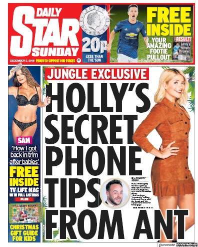 Daily Star Sunday Newspaper Front Page for 2 December 2018