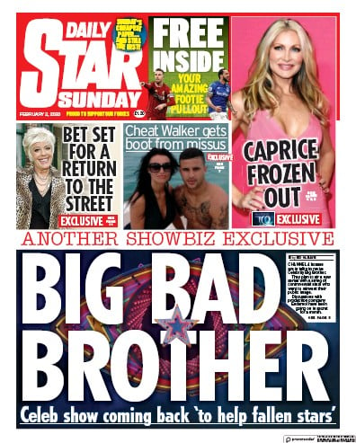 Daily Star Sunday Newspaper Front Page for 2 February 2020