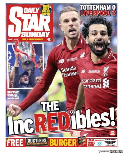 Daily Star Sunday Newspaper Front Page for 2 June 2019