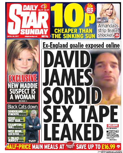 Daily Star Sunday Newspaper Front Page for 30 April 2017