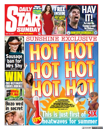 Daily Star Sunday Newspaper Front Page for 30 May 2021
