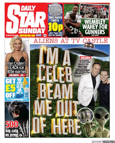Daily Star Sunday Newspaper Front Page for 30 August 2020