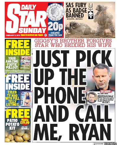 Daily Star Sunday Newspaper Front Page for 3 February 2019