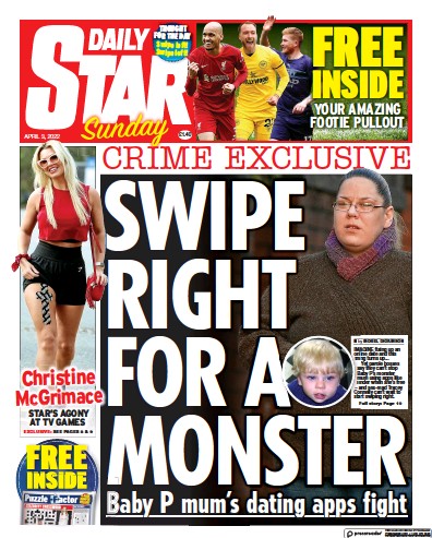 Daily Star Sunday Newspaper Front Page for 3 April 2022