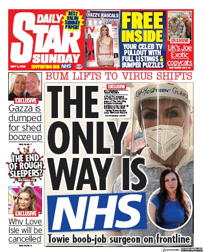 Daily Star Sunday (UK) Newspaper Front Page for 3 May 2020