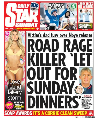 Daily Star Sunday Newspaper Front Page for 3 June 2018
