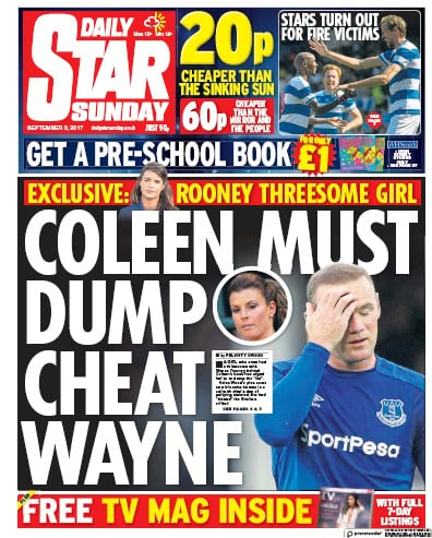 Daily Star Sunday Newspaper Front Page for 3 September 2017