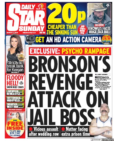 Daily Star Sunday Newspaper Front Page for 4 March 2018