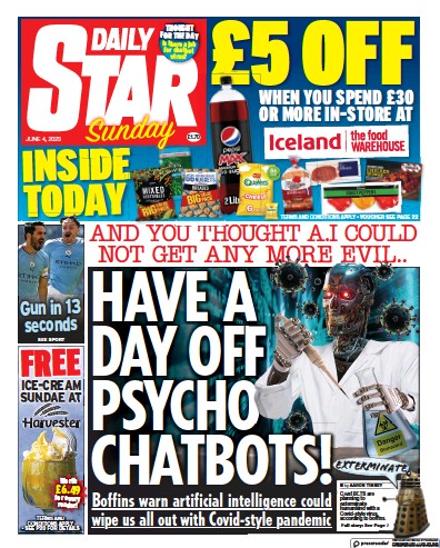 Daily Star Sunday Newspaper Front Page for 4 June 2023