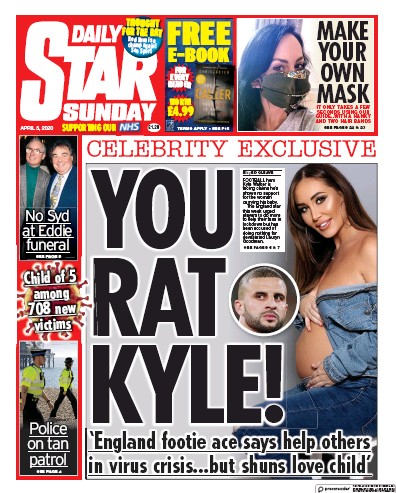 Daily Star Sunday (UK) Newspaper Front Page for 5 April 2020