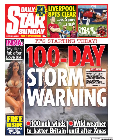 Daily Star Sunday Newspaper Front Page for 6 October 2019