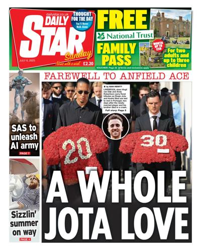 Daily Star Sunday (UK) Newspaper Front Page for 6 July 2025