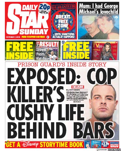 Daily Star Sunday (UK) Newspaper Front Page for 7 October 2018