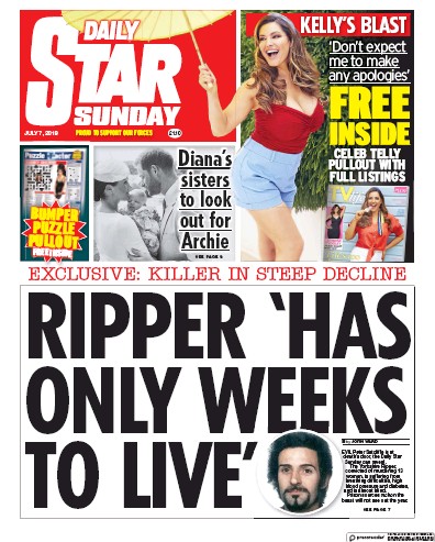 Daily Star Sunday Newspaper Front Page for 7 July 2019