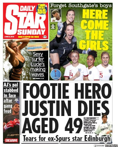 Daily Star Sunday Newspaper Front Page for 9 June 2019