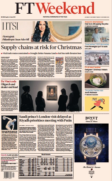  () Newspaper Front Page for 9 December 2023