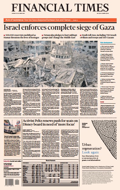 Financial Times (UK) Newspaper Front Page for 10 October 2023
