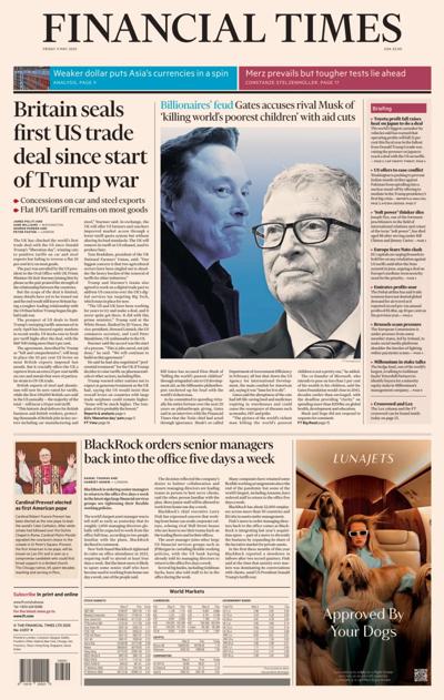 Financial Times (UK) Newspaper Front Page for 10 May 2025