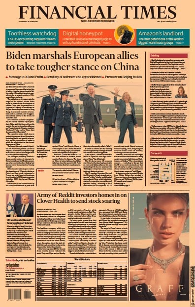 Financial Times Newspaper Front Page for 10 June 2021