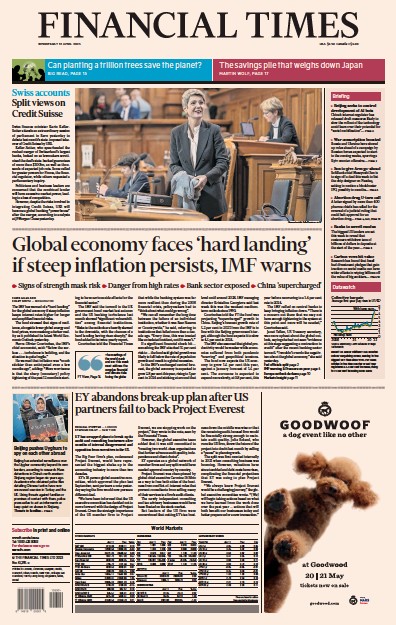 Financial Times (UK) Newspaper Front Page for 12 April 2023