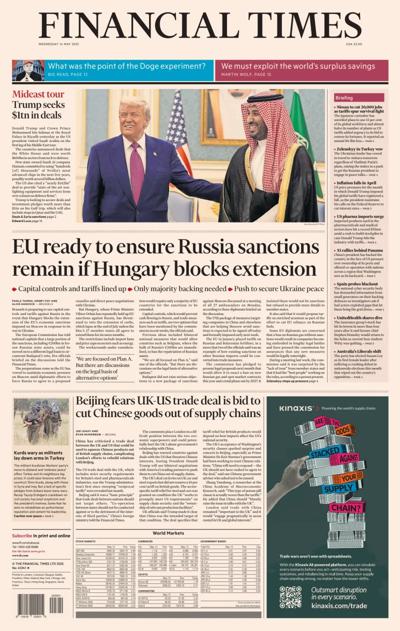 Financial Times (UK) Newspaper Front Page for 14 May 2025