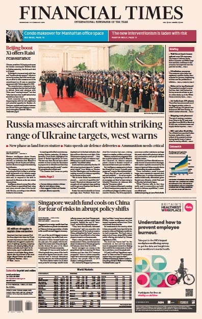 Financial Times (UK) Newspaper Front Page for 15 February 2023