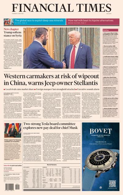Financial Times (UK) Newspaper Front Page for 15 May 2025