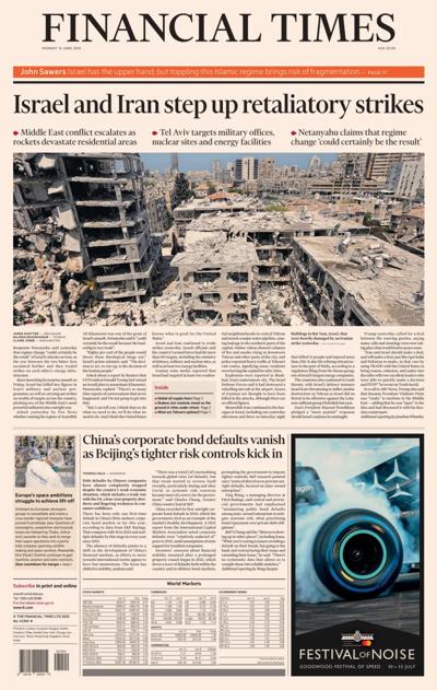 Financial Times (UK) Newspaper Front Page for 16 June 2025