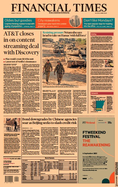 Financial Times (UK) Newspaper Front Page for 17 May 2021