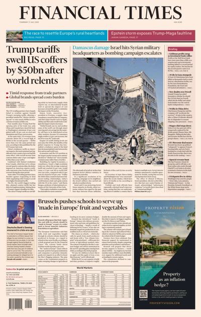 Financial Times (UK) Newspaper Front Page for 17 July 2025