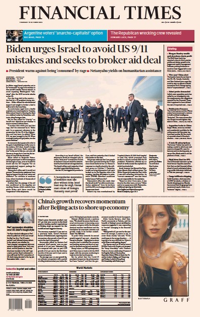 Financial Times (UK) Newspaper Front Page for 19 October 2023