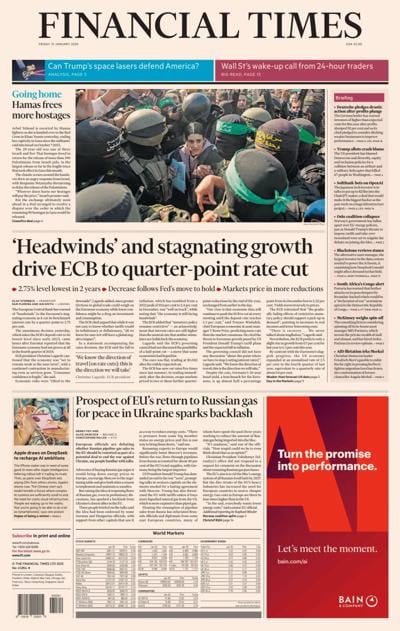 Financial Times (UK) Newspaper Front Page for 1 February 2025