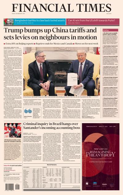 Financial Times (UK) Newspaper Front Page for 1 March 2025