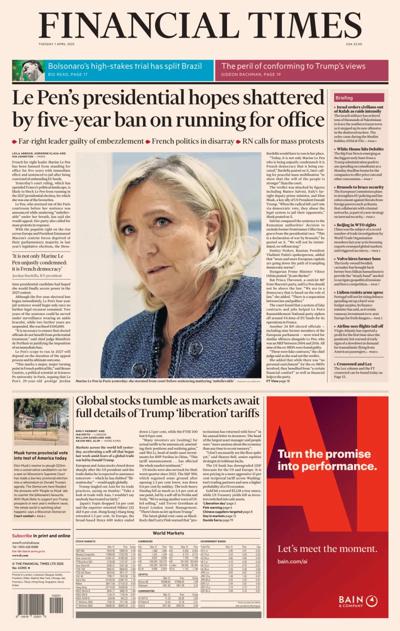 Financial Times (UK) Newspaper Front Page for 1 April 2025